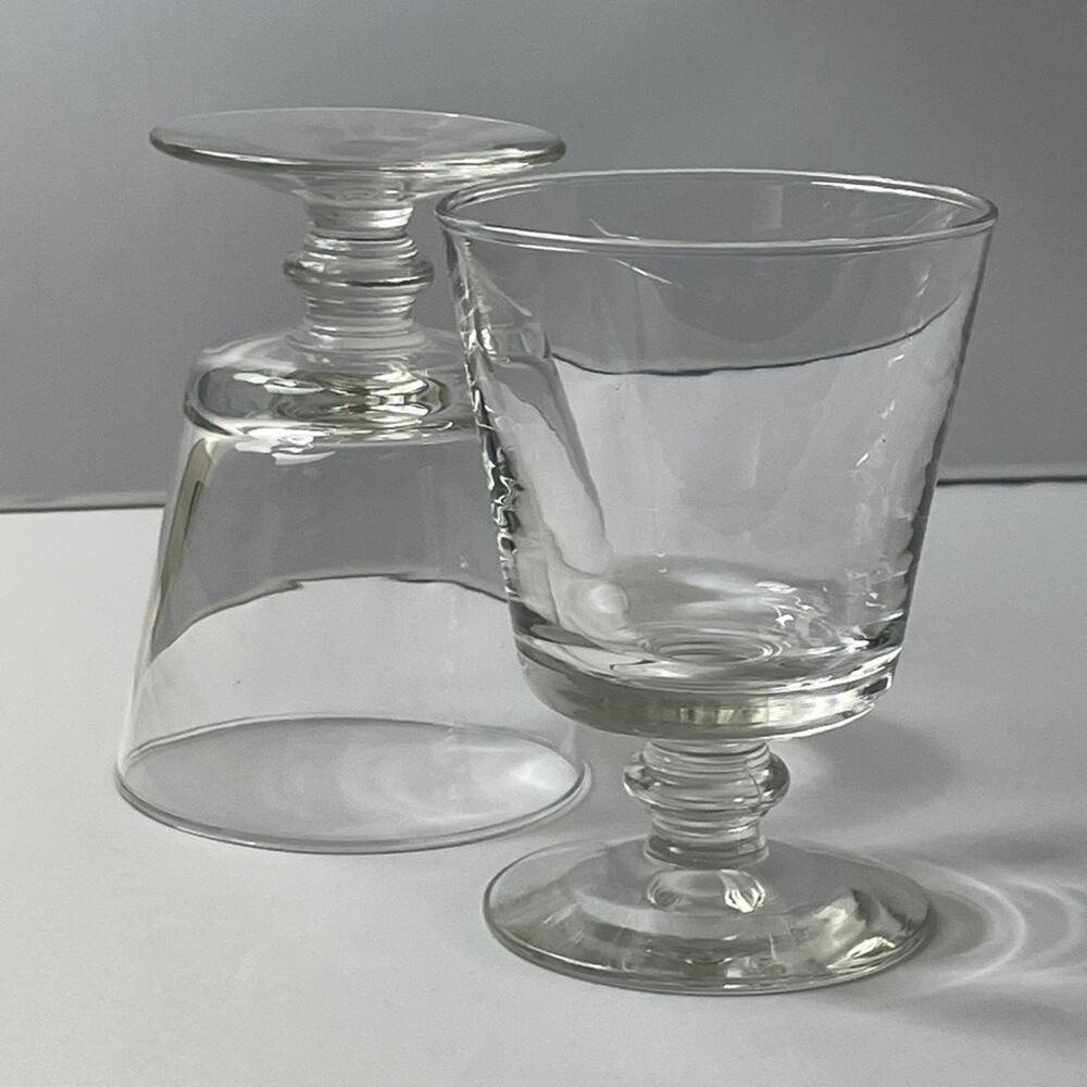 2 Footed‎ Rocks Cocktail Drinking Glasses, cool ribbing design